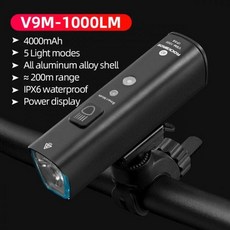 ROCKBROS 1000-2000 루멘 방수 자전거 라이트 전원 은행 LED 손전등 USB 충전식 핸들 바 헤드, 협동사, V9M-1000