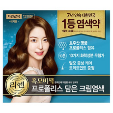 리엔 흑모비책 프로폴리스 담은 크림 염색제 새치용 12회분, 자연갈색, 7개