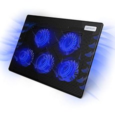 노트북 냉각 패드 Lamicall 노트북 쿨러 MacBook Air Pro와 호환되는 5 개의 팬이 장착 된 휴대용 슬림 노트북 냉각 스탠드 홀더 라이저 Dell XPS HP Alienware Samsung 노트북 노트북 15.6, 푸른