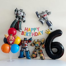 헬로카봇 로보트 풍선 생일파티 풍선세트, 블랙 6 블랙 6