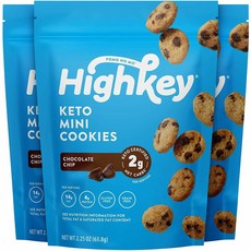 HighKey Keto Mini Cookies 하이키 케토 미니 쿠키 초콜릿 칩 63.8g 총 3팩, 1개
