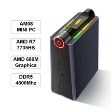 Chatreey AMR5 AM08 미니 PC 게임용 데스크탑 컴퓨터 AMD Ryzen 9 7940HS 780M R7 5700U 와, 16G Ram 512G SSD, EU, R9 7940HS DDR5 780M