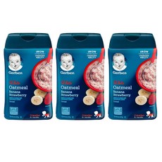 Gerber 거버 시리얼 8개월 이유식 릴바이트 오트밀 바나나 스트로베리 227g 3팩, 옵션없음, 옵션없음