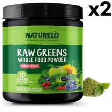 네츄렐로 로우 그린 홀 푸드 파우더 언스위트 240g 2팩 NATURELO Raw Greens Whole Food Powder, 1개, 기본