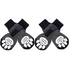 엑스파로러 4Pcs 미끄럼 방지 개 양말 단단한 나무 바닥용 양면 발 보호기 핥기 부티 뜨겁거나 차가운 포장용 신발, Black, Large