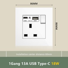 전원 충전 표준 고속 3 1A 5V 타입 소켓 플러그 18W 벽 USB 영국 13A DC 콘센트, 1Gang 13A-AC-18W-Wh, 1개, 6. 1Gang 13A-AC-18W-Wh