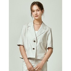 이앤씨 EnC 아이보리 린넨 반팔 투버튼 숏 자켓 ENJK32563A
