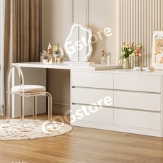 ㄱ자 책상 기역자 서랍장 세트 선반 화장대 공간활용 틈새, 80cm 테이블 + 120cm 6단 서랍장