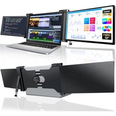FOPO 12\" 트리플 휴대용 모니터 1080P FHD IPS 확장기 13\"-14.1\" 노트북용 스크린 Windows/Mac과 호환 USB-C/HDMI와 연결(M1 M2 칩 크롬북