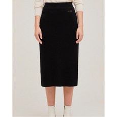 헤지스 여성 19FW 블랙 로고자수 울혼방 스커트 HSSW9D777BK
