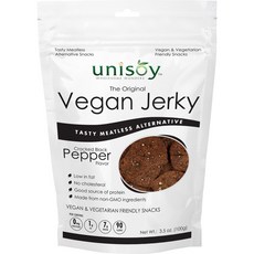 Unisoy Vegan Jerky Snacks 비건 저키 비건육포 Cracked Black Pepper 3팩, 단일상품