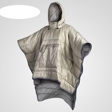 캠핑 망토 후드 입는 담요 침낭 이불 덮개 패딩 차박, 화이트