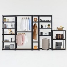 쉬운조립 diy 5단선반 깊은행거 800x1500 아파트옷방 인테리어행거, 블랙