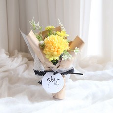 어반블루메 퐁퐁 국화 미니 조화 꽃다발 납골당 꽃다발 부착형, 노랑, 1개 노랑, 1개