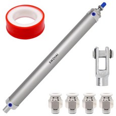 SWZHAI 공압공기통 32mm 보어 300mm 스트로크 미니공기공압통 더블액션 싱글로드 공기통 Y커넥터 4Pcs 공압 퀵 피팅MAL32x300, 32mm Bore 300mm Stroke, 4개