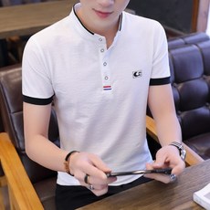 생활도움 여름 폴로셔츠 남성셔츠넥 반팔티남한트렌드슬림반팔남방