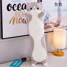 [솜미포함] 패션 귀여운 고양이 수면 긴 플러시 어린이 무릎 베개 Almofada 쿠신 생일 선물 코지 Decorativ, 01 Grey_01 50cm