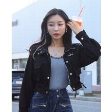 어깨 견장 스트링 크롭 야상 자켓 2Color