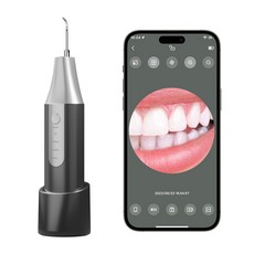 휴대용 스마트 내시경 초음파 치석제거기 가정용 전동 치아 셀프 구강세정기, 화이트