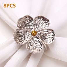 2/4/6/8pcs 매화 냅킨 링 결혼식 테이블 장식 5 꽃잎 행운의 꽃 홀더 파티 용품, [12] 8PCS silver