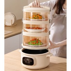 편의점 호빵 찐빵 기계 다기능 만두 보온 찜기 가정용, 05.4단+단일기능전기가열냄비[유리뚜껑보내기]