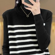 에리페 여성용 와이드 스트라이프 라운드넥 니트 조끼