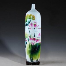 대형화분 고급화분 비싼화분 경덕진 도자기 명작 핸드페인팅 플로어 대 화병 현대식 거실, 01 손으로 그린 연꽃병