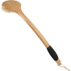 때밀이 기계 봉 때수건 필링기 OWIII 샤워용 뒷 스크럽 브러시 스티프 멧돼지 강모 대나무 곡선 긴 손잡이 미끄럼 방지 바디 배스 습식 또는 건식 딥 클렌징 큰 표면 스크러버, Stiff Boar Bristles, 1개