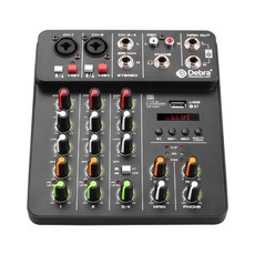 Debra V4 채널 오디오 믹서 블루투스 USB 48V 팬텀 전원 지연 반복 사운드 믹싱 콘솔 PC 녹음용, 1) V4 Black, 없음, 1개