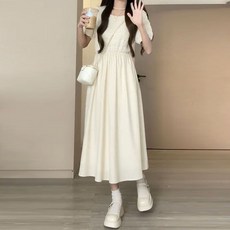 ANYOU 여름 반팔 여성 원피스 블랙 화이트 슬림핏