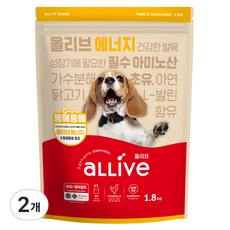 대주펫푸드 올리브 강아지 퍼피 앤 영 어덜트 에너지 사료, 닭, 1.8kg, 2개 - 프랑테리펫푸드