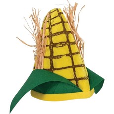 농장 옥수수 속대 봉제 옥수수 속대 모자 Farm Corn Cob Plush Corn Cob Hat, 1개, Yellow/Green/Brown - 옥수수모자