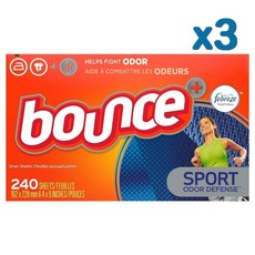 Bounce 바운스플러스 페브리즈 스포츠 드라이시트 Sport Odor Defense 240장 3팩, 240장 x3팩