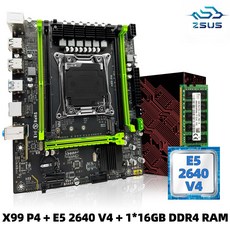 ZSUS 마더보드 세트 키트 인텔 LGA2011-3 Xeon E5 2630 V4 CPU DDR4 16GB (1*16GB) 2133MHZ RAM 메모리 NVME M.2 SATA, 마더 보드 + RAM, 1) 마더 보드