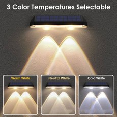 콘크리트 외부 벽등 태양광 야외 정원 방수 562443, 3-Color-Light-1pack, 0-5W, 블랙