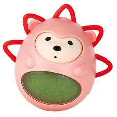 백일선물 호기심 발달놀이용 딸랑 치발기오뚝이 출산선물 집중력발달 아기장난감, 핑크, 1개