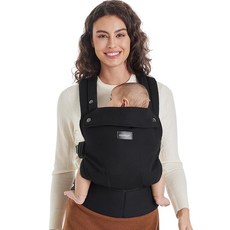 Momcozy 퓨어허그 베이비 캐리어 아기띠, 코튼 검정