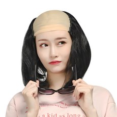 派對裝扮禿額頭假髮, 黑色