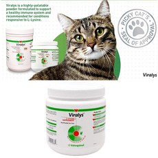 VETOQUINOL VIRALYS L-라이신 보충제 모든 연령 고양이 코. 눈에 흐르는물 도움, 100 Grams