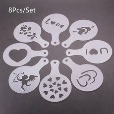 아트 DIY 스프레이 장식 몰드 케이크 플라스틱 라떼 우유 커피 스텐실 인쇄 몰드, Valentine s Day