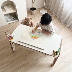 [란가구] 로로 원목 유아 아기 미술책상 의자세트, 로로미술책상-화이트 260.000원, 의자1개 +0원