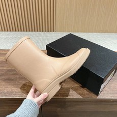 봄과 여름 원활한 클래식 스타일 레인 부츠 여성 청키 힐 반 하이힐 무릎 튜브 플랫폼