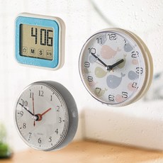 욕실 화장실 미니 흡착 방수시계 붙이는 목욕탕 벽시계 3종, 02_젤리 그레이