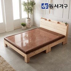 동서가구 힐링 편백나무 원목 ALL 프레임 수납헤드 고급 맥반석 보료 퀸 돌 침대 DF638389, 내추럴