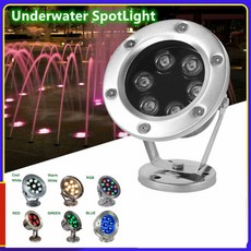 수중 조명 물고기 따뜻한 램프 화이트 IP68 야외 수영장 스포트 LED 6W/12W/18W/24W/30W/36W RGB 라이트 수족관 탱크 AC/DC12V, 빨간, 18W, 1개