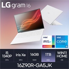 LG전자 2023 그램 16 코어i5 인텔 13세대, 스노우 화이트, 1TB, 16GB, WIN11 Home, 16Z90R-GA5JK