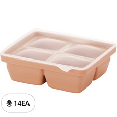 모윰 프리미엄 실리콘 이유식 큐브 4구, 테라코타, 14개, 360ml