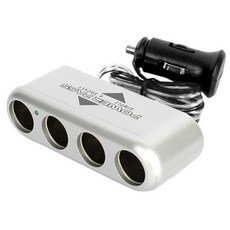 SF 심플4구 차량용품 차량용 멀티소켓 12V, 블랙