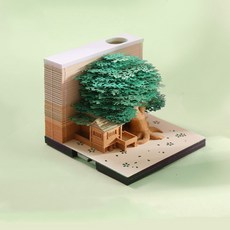 벛꽃나무 3D 입체 LED조명 메모지, 그린
