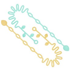 꼬꼬노리 국산 열탕소독 1+1 이파리 쪽쪽이 스트랩 쭉 늘어나는 실리콘 스트랩 아기 신생아 치발기 공갈젖꼭지 클립, 민트 + 노랑